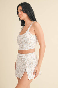 Ditsy Print Twist Back Crop Tank