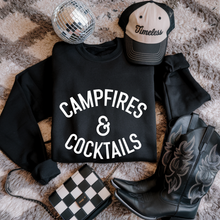 Load image into Gallery viewer, White Campfires and Cocktails Crewneck Sweatshirt
