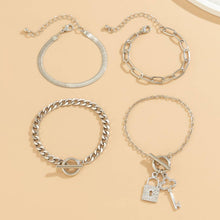 Load image into Gallery viewer, SNAKE BONE CHAIN VINTAGE KEY BRACELET NECKLACE_CWAJE1148
