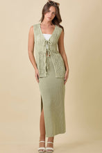 Load image into Gallery viewer, Long Crochet Knitted Vest With Front Tie Strap

