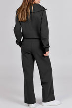 Load image into Gallery viewer, Solid half zip Long sleeve sweatshirt wide leg Relaxed set
