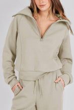 Load image into Gallery viewer, Solid half zip Long sleeve sweatshirt wide leg Relaxed set
