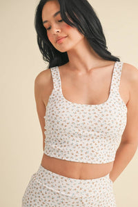 Ditsy Print Twist Back Crop Tank