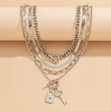 Load image into Gallery viewer, SNAKE BONE CHAIN VINTAGE KEY BRACELET NECKLACE_CWAJE1148
