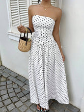 Load image into Gallery viewer, Y2k Boho Beach Polka Dots Strapless Ruched Dress
