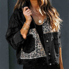 Load image into Gallery viewer, ROS-RCWJ Loose western patchwork leopard print denim jacket
