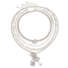 Load image into Gallery viewer, SNAKE BONE CHAIN VINTAGE KEY BRACELET NECKLACE_CWAJE1148
