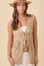 Load image into Gallery viewer, Long Crochet Knitted Vest With Front Tie Strap
