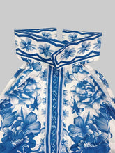 Load image into Gallery viewer, A-Line Loose Flower Print Split-Joint Lapel Maxi Dresses
