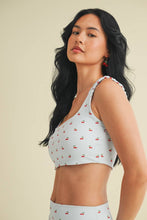 Load image into Gallery viewer, Cherry Print Ruched Bra Top
