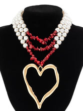Load image into Gallery viewer, Beaded Contrast Color Heart Shape Dainty Necklace Necklaces Accessories

