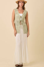 Load image into Gallery viewer, Long Crochet Knitted Vest With Front Tie Strap
