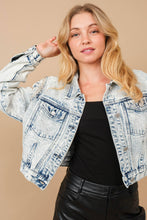 Load image into Gallery viewer, 80037J - Acid Washed Shoulder Beading Denim Jacket
