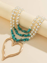 Load image into Gallery viewer, Beaded Contrast Color Heart Shape Dainty Necklace Necklaces Accessories
