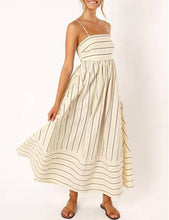 Load image into Gallery viewer, Vacation back smocked dress stripe strap maxi dress
