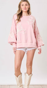 BLUSH BOW SWEAT SHIRT