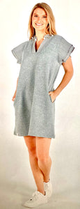 SIMPLY SOUTHERN PP 0125 QUILTED DRESS WITH PEARL ACCENT ON RIFFLED SLEEVE