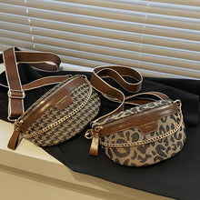 Load image into Gallery viewer, LEOPARD PRINT BLACK CHAIN STRAP FANNY BELT BAG_CWAB0923
