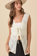 Load image into Gallery viewer, Long Crochet Knitted Vest With Front Tie Strap
