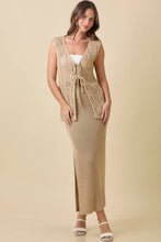 Load image into Gallery viewer, Long Crochet Knitted Vest With Front Tie Strap
