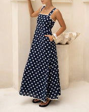 Load image into Gallery viewer, Chocolate polka lace trim strappy sundress
