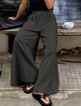 Load image into Gallery viewer, Casual Pocketed Striped Wide-Leg Pants
