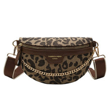 Load image into Gallery viewer, LEOPARD PRINT BLACK CHAIN STRAP FANNY BELT BAG_CWAB0923
