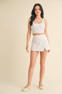 Ditsy Print Twist Back Crop Tank