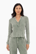 Load image into Gallery viewer, KT-11892 Distressed Mineral-Washed Long Sleeve Top
