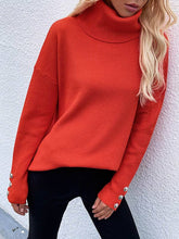 Load image into Gallery viewer, Casual Loose Solid Color High-Neck Long Sleeves Knitwear

