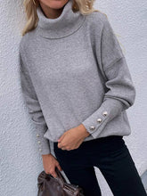 Load image into Gallery viewer, Casual Loose Solid Color High-Neck Long Sleeves Knitwear
