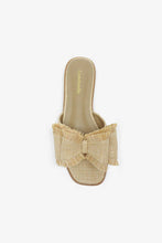 Load image into Gallery viewer, RESORT STAY -  Raffia Bow Sandals, Beach Slide, Summer Flat
