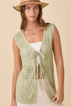 Load image into Gallery viewer, Long Crochet Knitted Vest With Front Tie Strap
