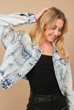 Load image into Gallery viewer, 80037J - Acid Washed Shoulder Beading Denim Jacket
