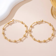 Load image into Gallery viewer, Classic Gold Ball Beaded Station Hoop Earrings | 80E61576
