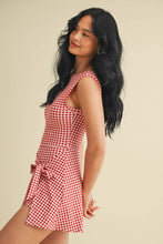 Load image into Gallery viewer, Gingham Print Sleeveless Wrap Tie Front Dress
