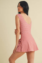 Load image into Gallery viewer, Gingham Print Sleeveless Wrap Tie Front Dress

