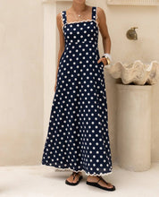 Load image into Gallery viewer, Chocolate polka lace trim strappy sundress
