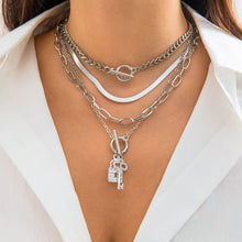 Load image into Gallery viewer, SNAKE BONE CHAIN VINTAGE KEY BRACELET NECKLACE_CWAJE1148
