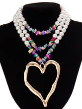 Load image into Gallery viewer, Beaded Contrast Color Heart Shape Dainty Necklace Necklaces Accessories
