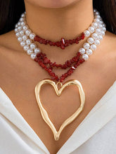 Load image into Gallery viewer, Beaded Contrast Color Heart Shape Dainty Necklace Necklaces Accessories
