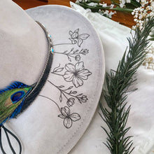 Load image into Gallery viewer, Spring Western Hat Burnt Hat Floral Burned Hat Wildflowers
