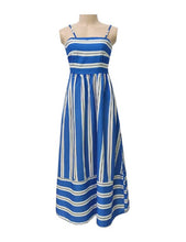 Load image into Gallery viewer, Vacation back smocked dress stripe strap maxi dress
