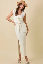 Load image into Gallery viewer, Long Crochet Knitted Vest With Front Tie Strap
