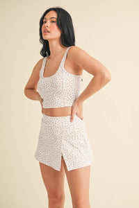 Ditsy Print Twist Back Crop Tank