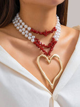 Load image into Gallery viewer, Beaded Contrast Color Heart Shape Dainty Necklace Necklaces Accessories
