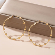 Load image into Gallery viewer, Classic Gold Ball Beaded Station Hoop Earrings | 80E61576
