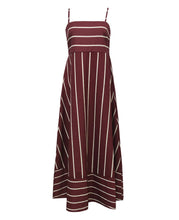 Load image into Gallery viewer, Stripe print Full A-line skirt maxi strappy dress
