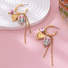 Load image into Gallery viewer, Chinoiserie Floral Charm Hoop Earrings | 80E61660
