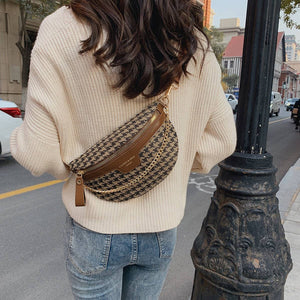 LEOPARD PRINT BLACK CHAIN STRAP FANNY BELT BAG_CWAB0923